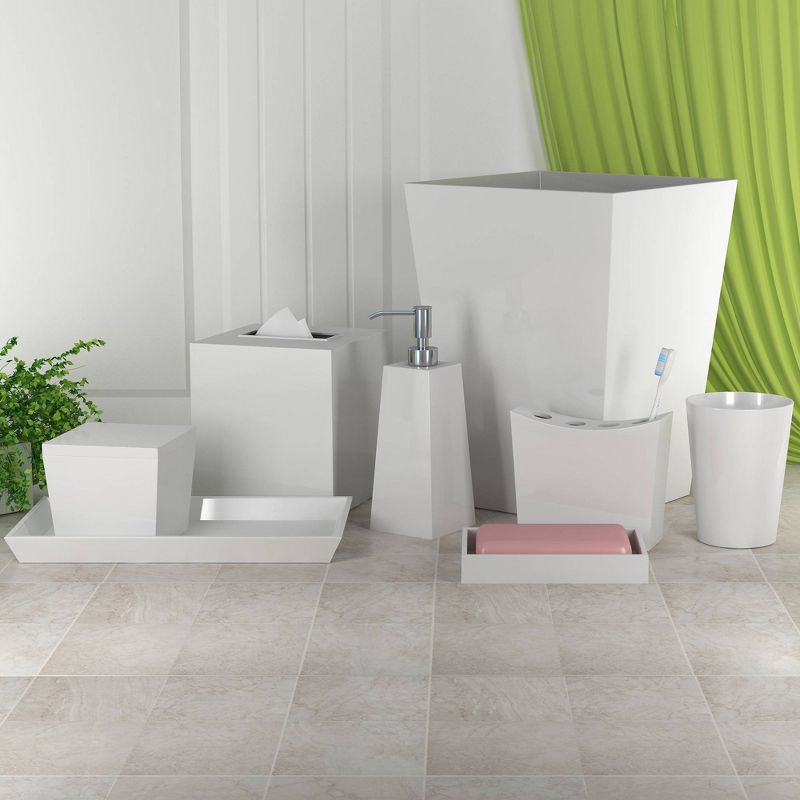 8pc Elegant Resin Bath Accessory Set for Vanity Counter Tops White - Nu Steel