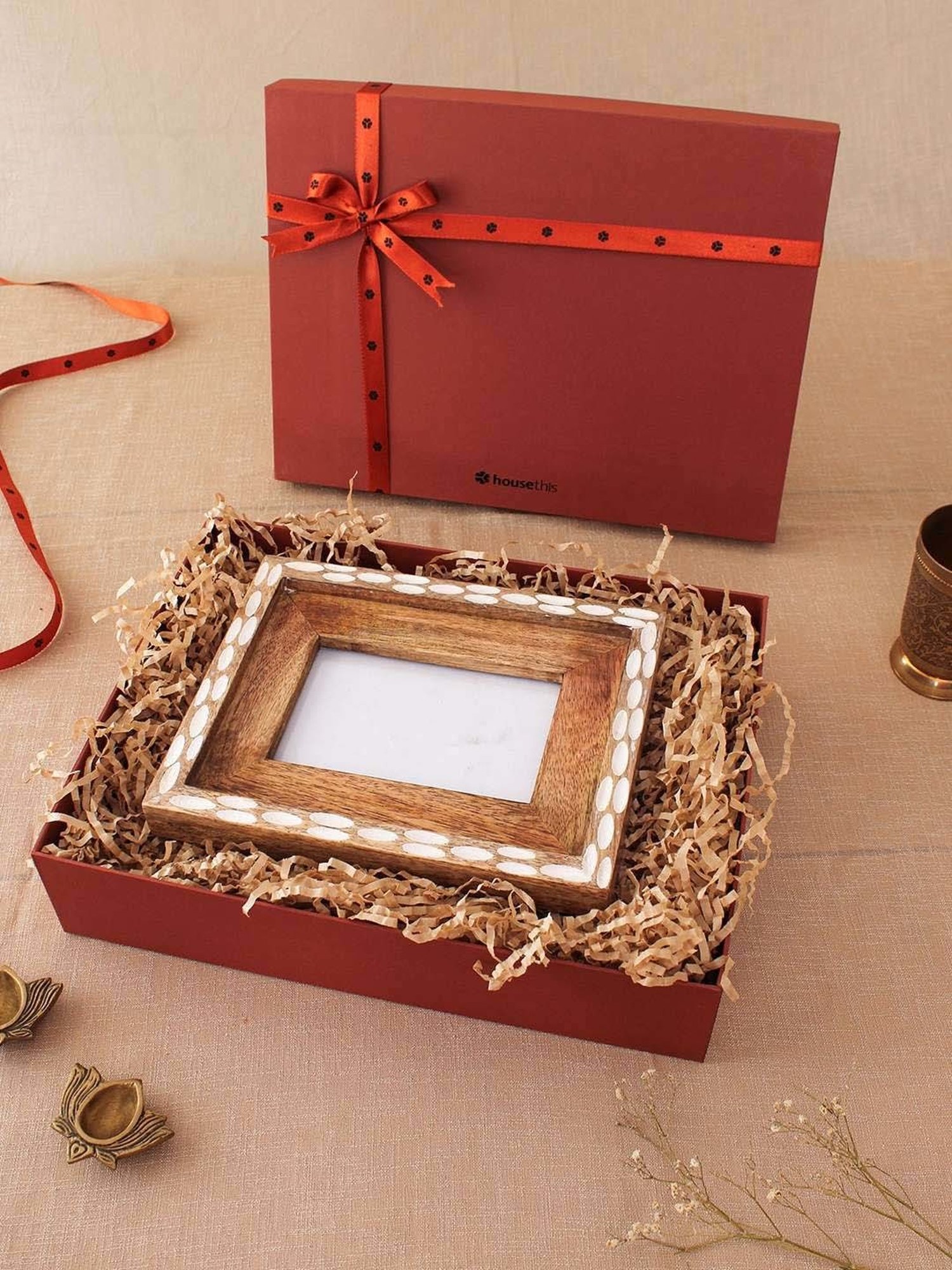 House This Sandakphu Brown & White Wood Photo Frame