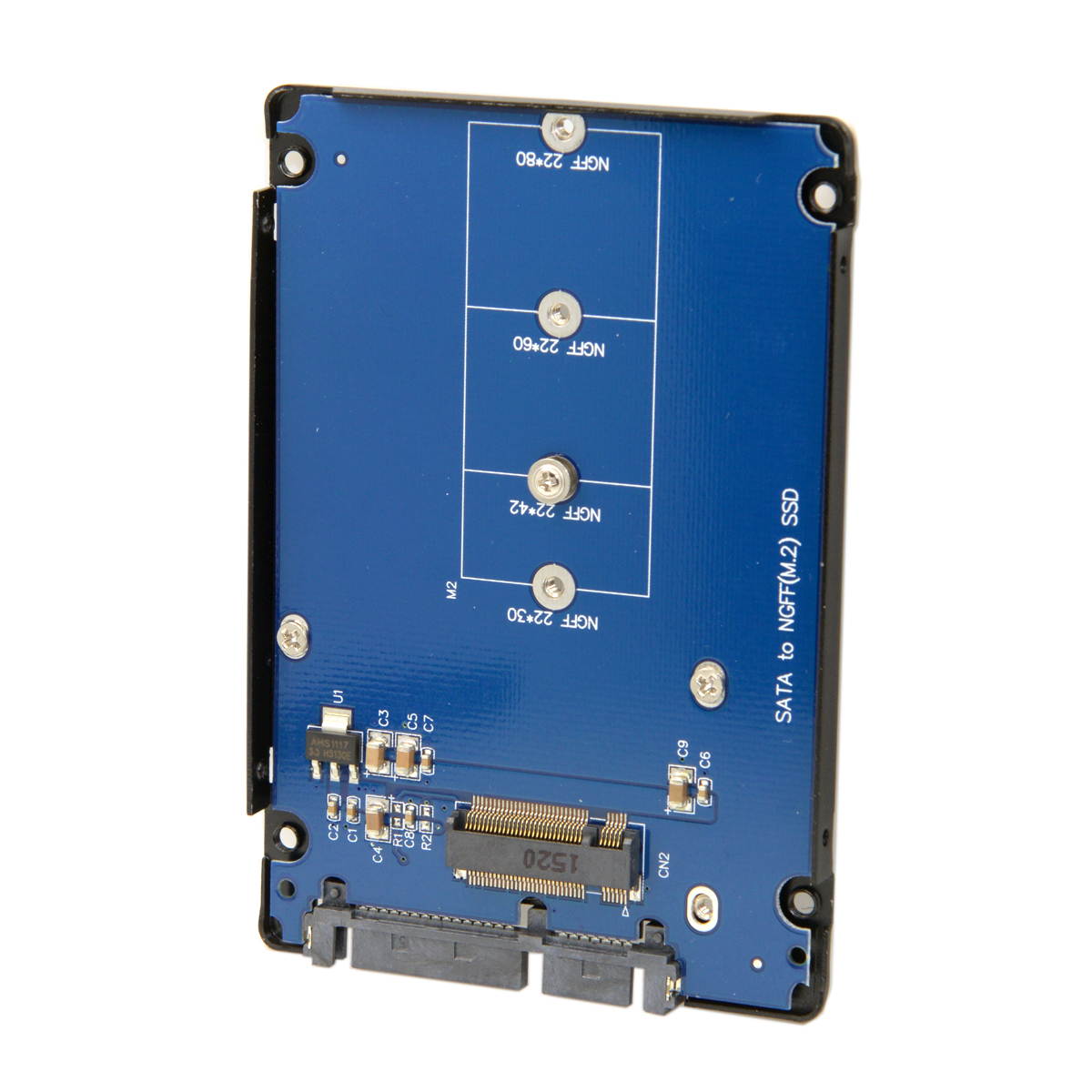 Jimier  B+M Key Socket 2 M.2 NGFF (SATA) SSD to 2.5 SATA Adapter Card Adapter with Black Metal Case