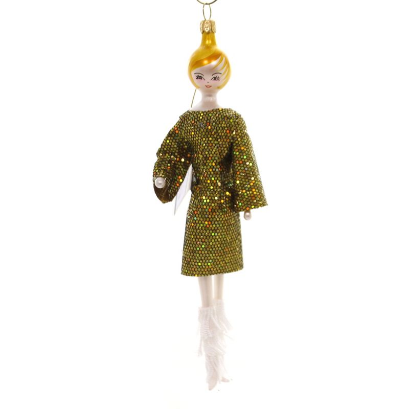 Italian Ornaments 7.0" Lady In Gold Dress Long Sleeves Ornament Mid Year 2018 Italian  -  Tree Ornaments