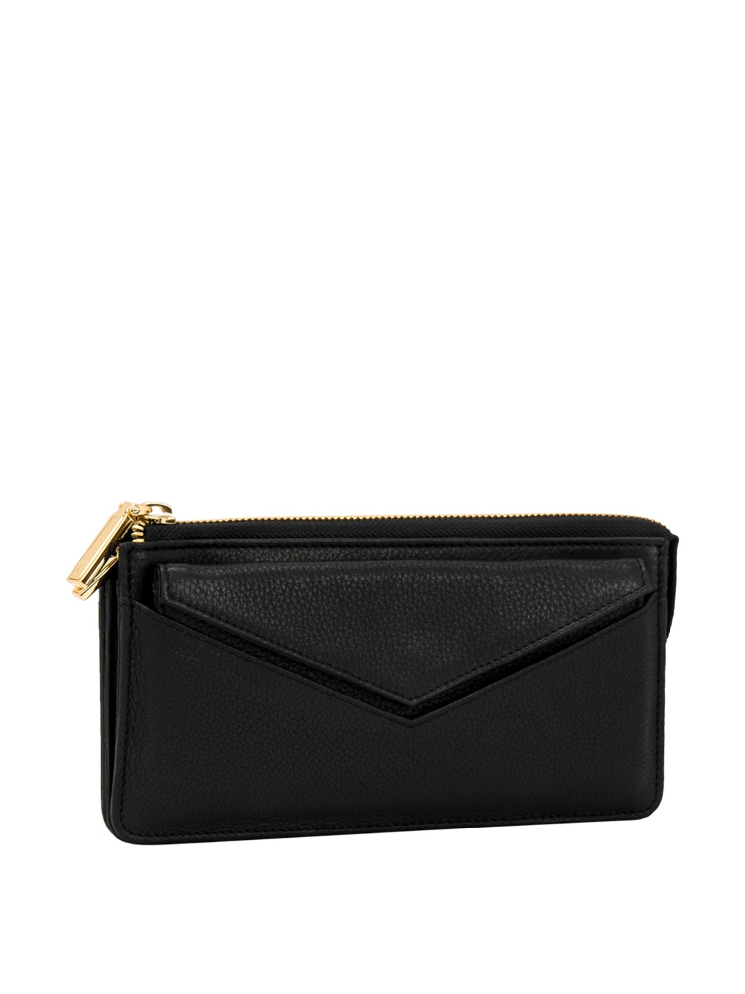 Eske Ebony Black Solid Envelope Wallet for Women
