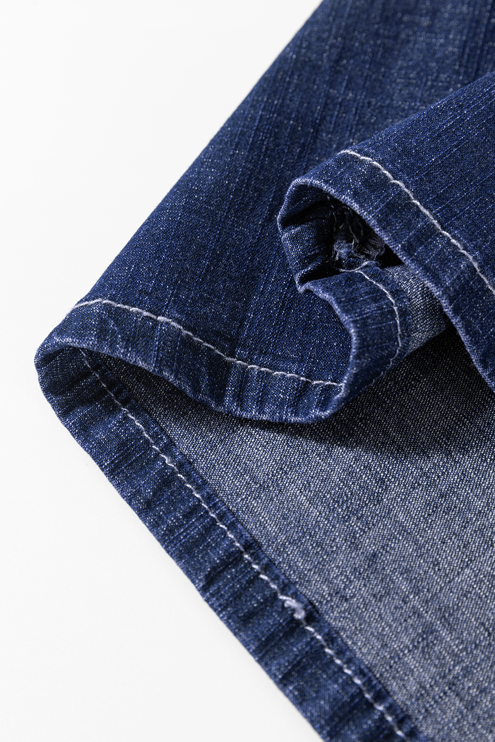 Dark Blue Plus Size Stitching Washed Flare Jeans