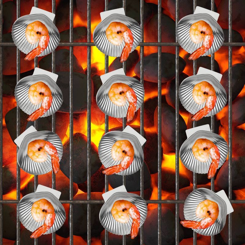 12pk Grillable Stainless Steel Clam Shells - Outset