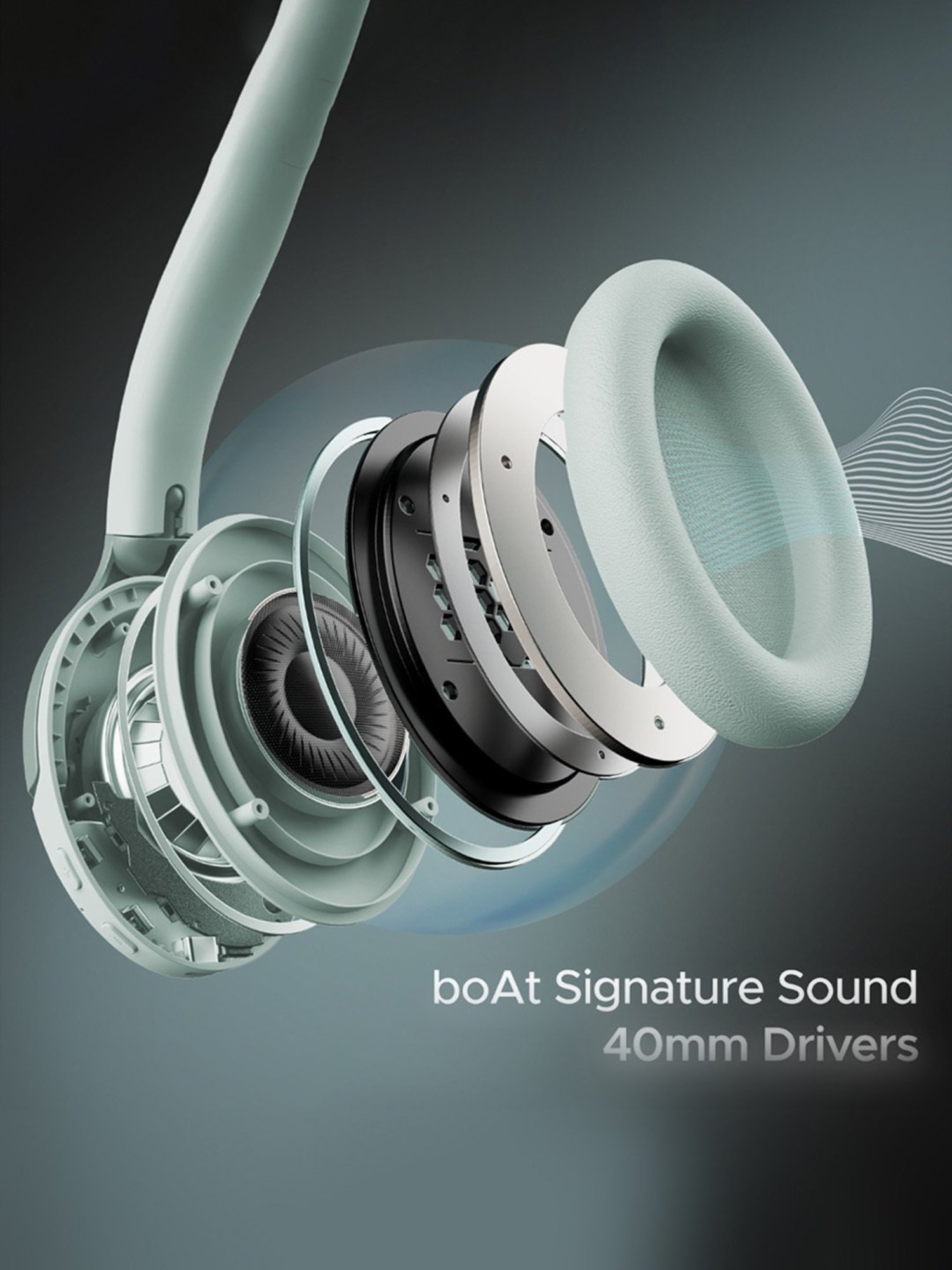 Boat Rockerz 551ANC Active Noise Cancellation Headphones with Upto 100H Playtime (Saga Green)