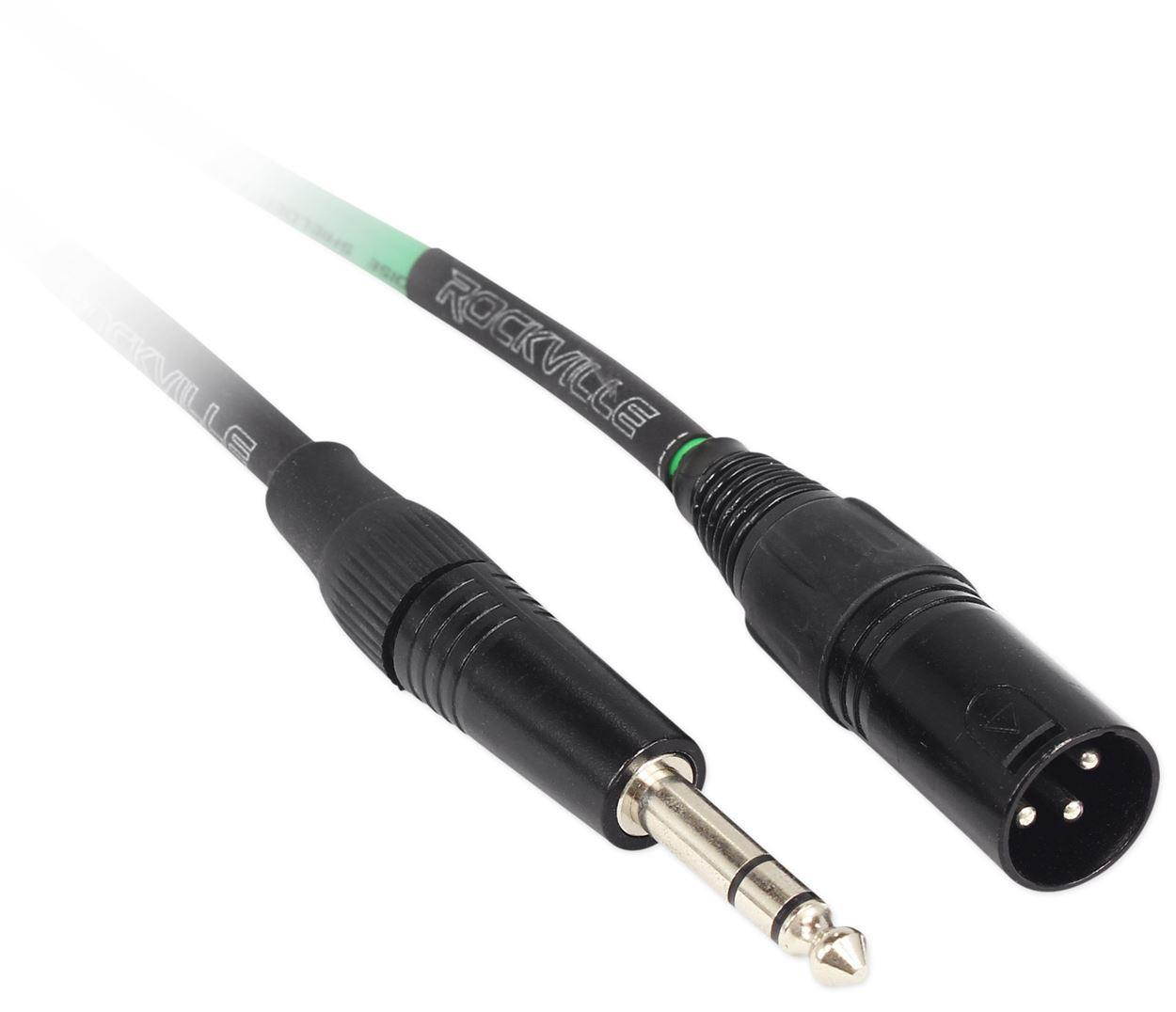 2 rockville rcxmb6g green 6' male rean xlr to 1/4'' trs balanced cables