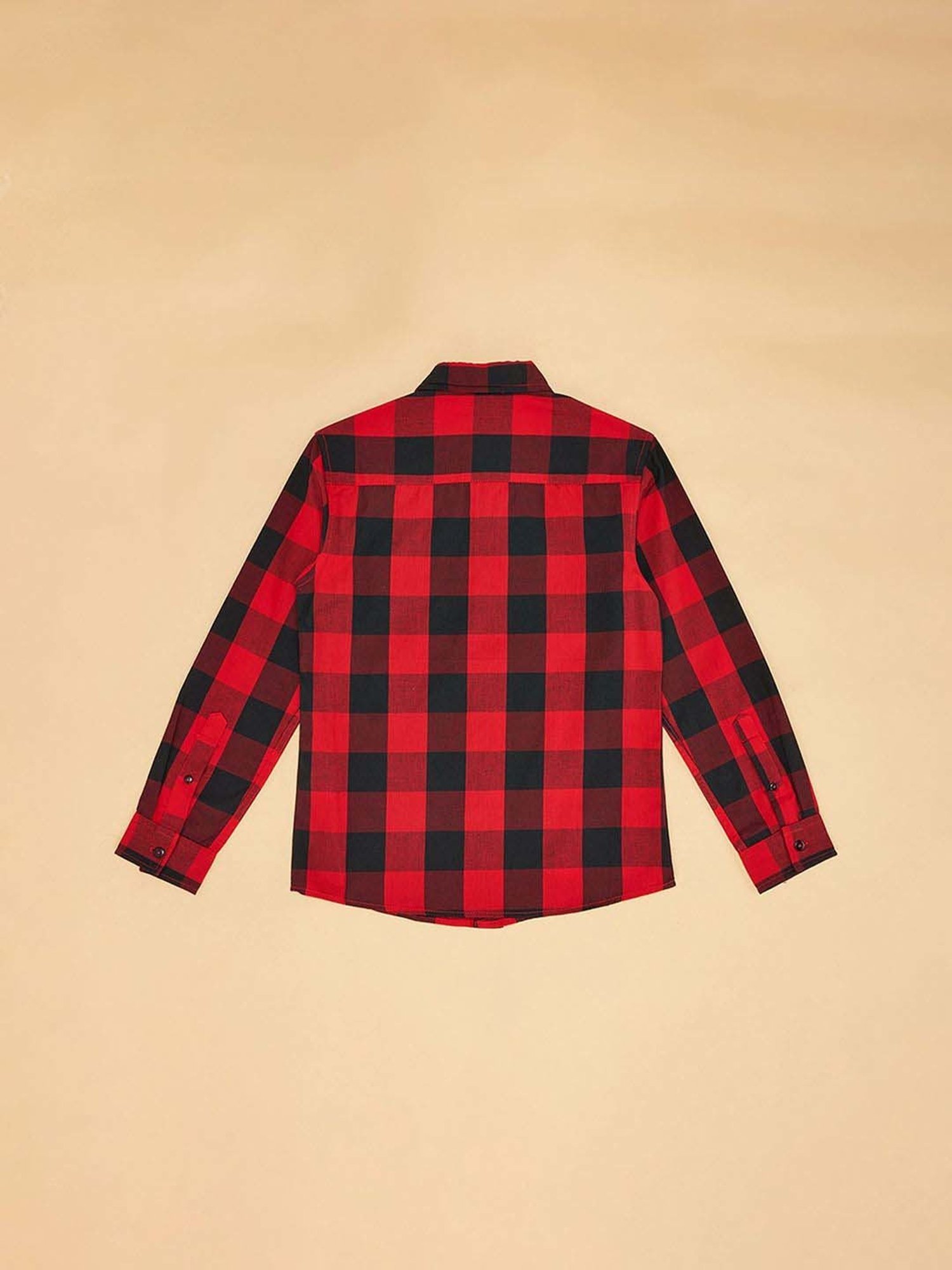 YU by Pantaloons Kids Red & Black Cotton Chequered Full Sleeves Shirt