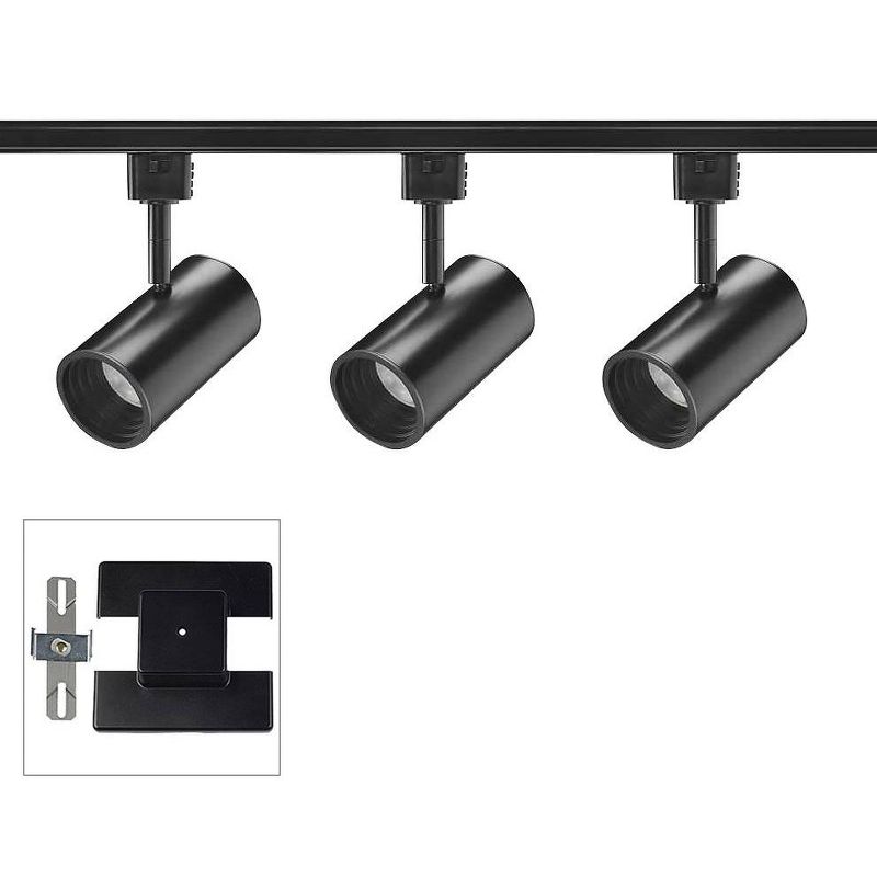 Juno 3-Light Black Cylinder 10 Watt LED Floating Canopy Track Kit