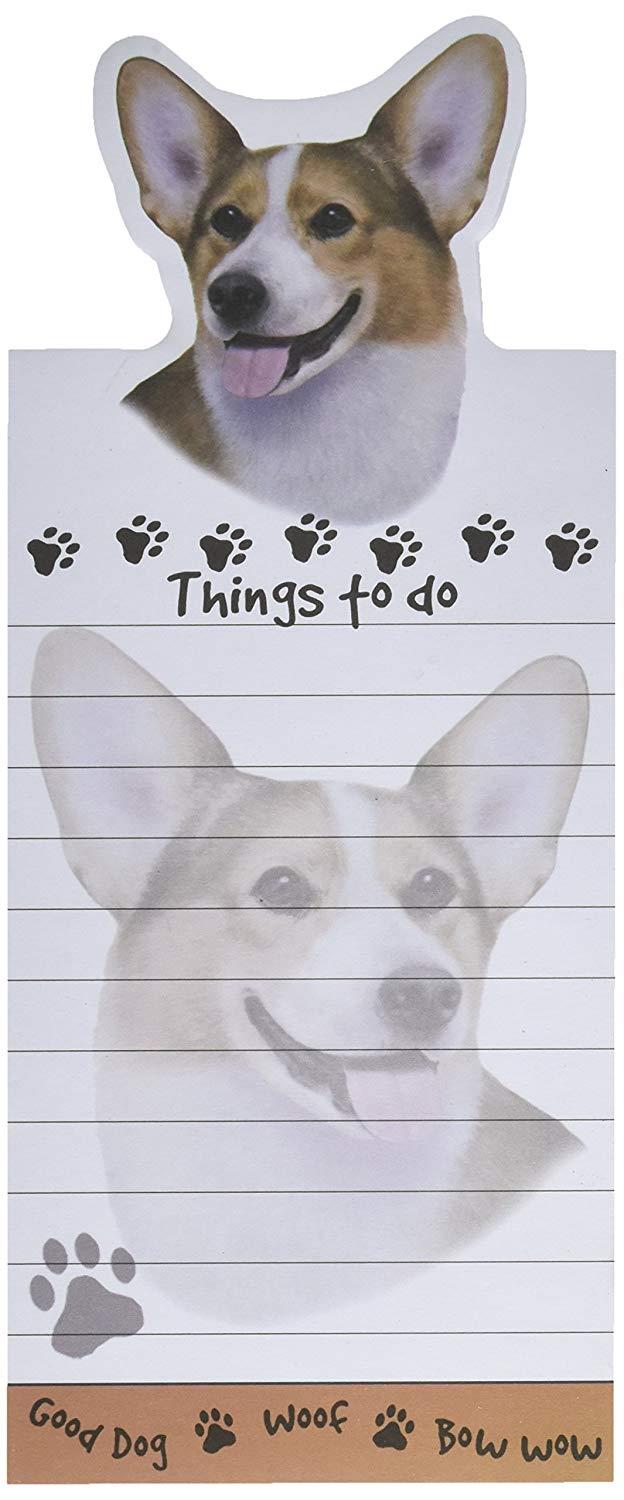 Welsh Corgi Magnetic List Pads Uniquely Shaped Sticky Notepad Measures 8.5 by 3.5 Inches