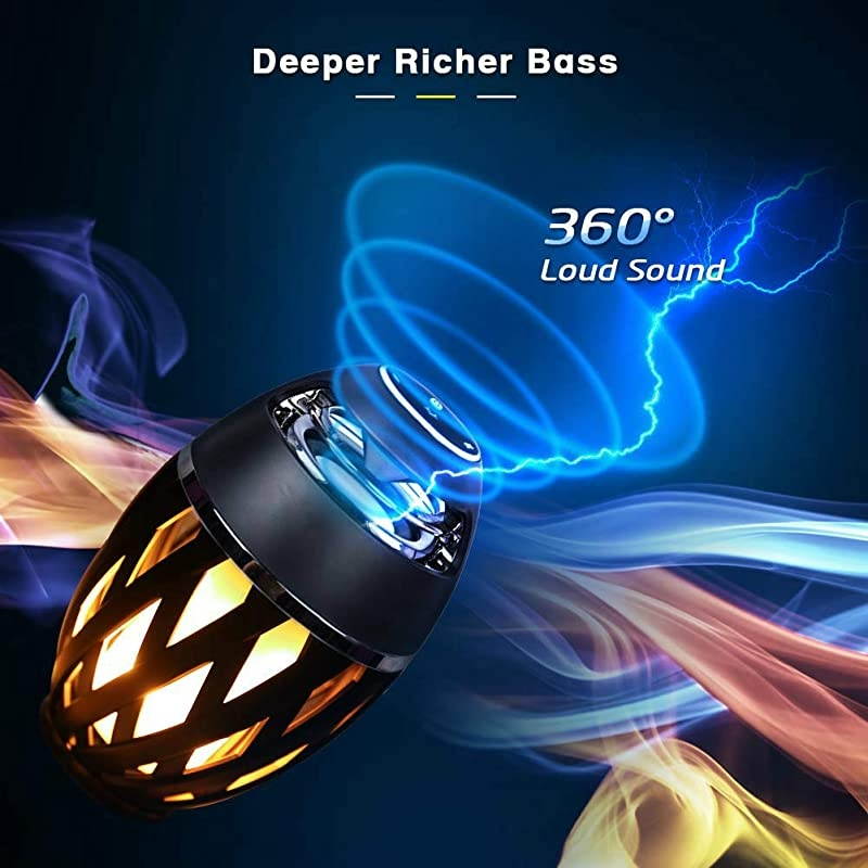 Flame Light Speaker,  Led Flame Speakers Torch Atmosphere Bluetooth Speakers Outdoor Portable Stereo Speaker with HD Audio and Enhanced Bass Night Light Table Lamp BT 4.2 for iPhone Android