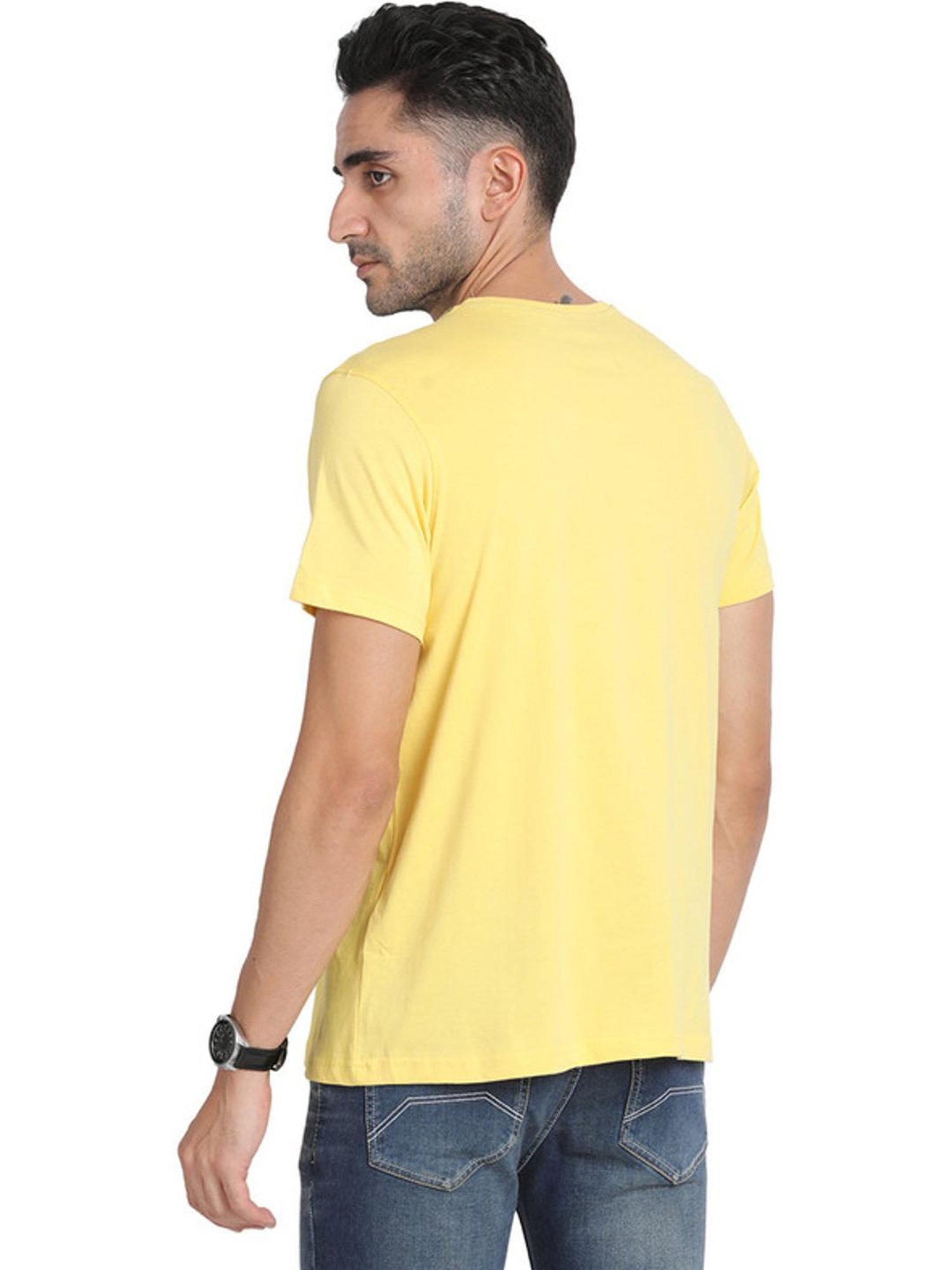 Turtle Yellow Cotton Slim Fit T-Shirt