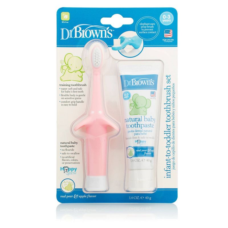 Dr. Brown's Infant to Toddler Toothbrush & Toothpaste - Pink