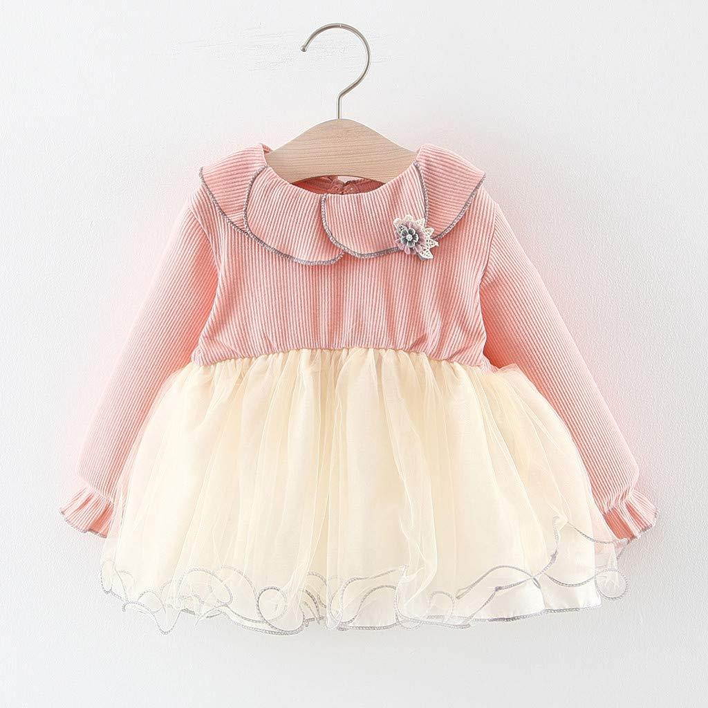 SRYSHKR-Beauty Baptism Gifts for Baby Girl,Toddler Baby Kid Girl Ruffles Lace Tulle Patchwork Flower Casual Dresses Clothes