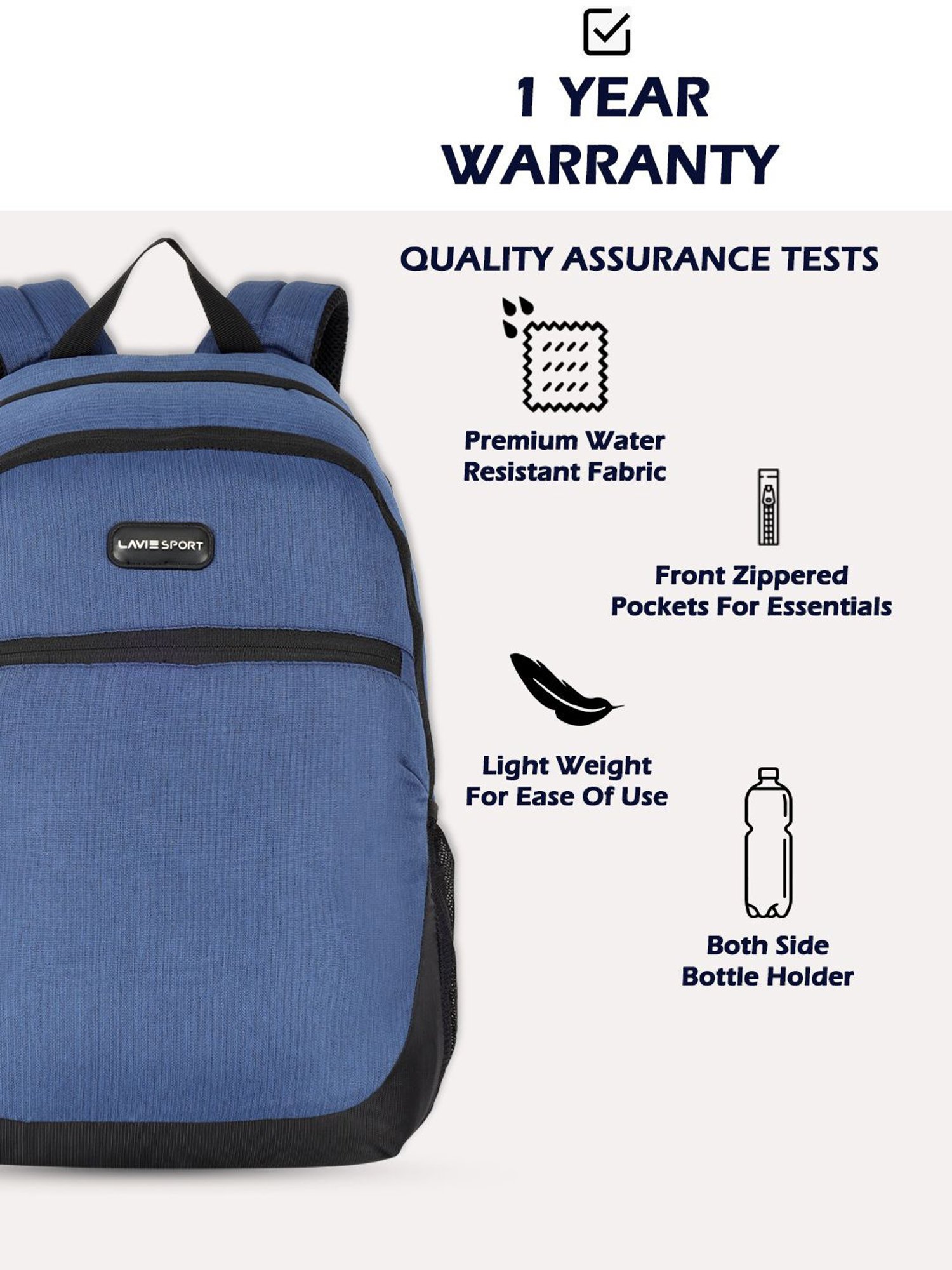 Lavie Sport Ruler 32L Laptop Backpack For Men & Women (Navy)