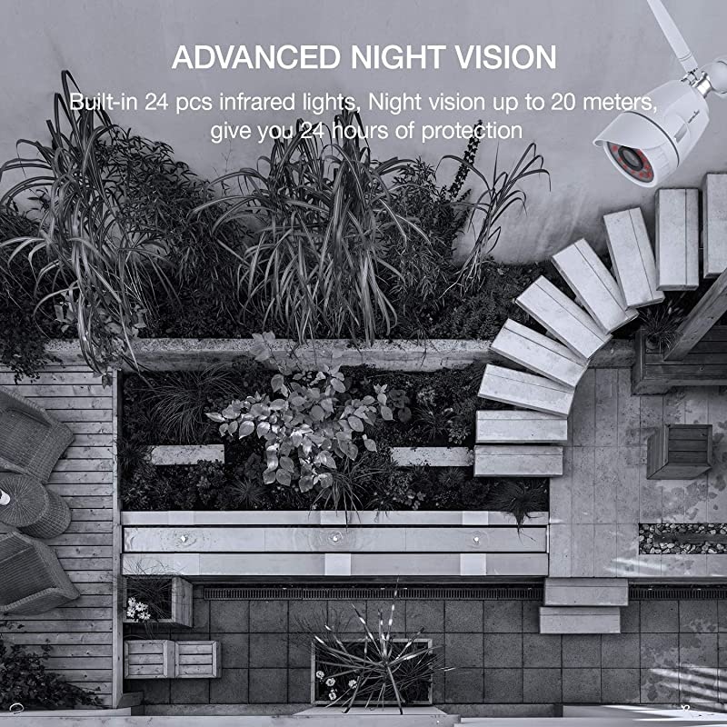 Outdoor Security Camera  1080P Wireless WiFi Home Surveillance Waterproof Camera with Night Vision Motion Detection Remote Access Compatible with AlexaW4 White