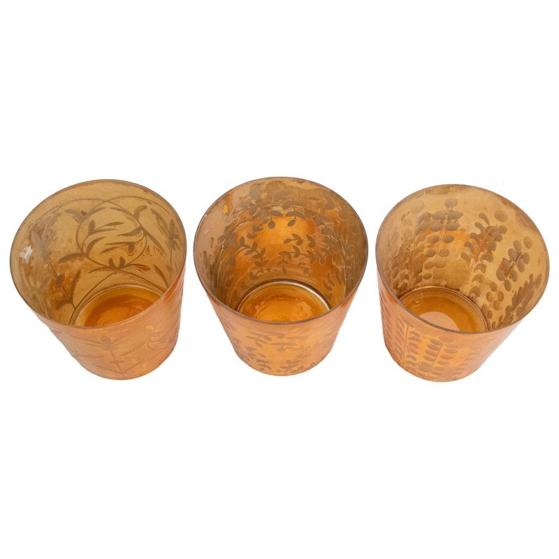 Napa Home & Garden Set of 3 Orange Glass Votive Candle Holders 4"