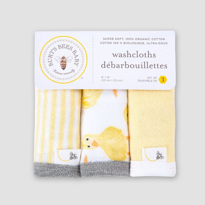 Burt's Bees Baby® Baby Girls' Set of 3 Little Ducks Washcloths - Yellow