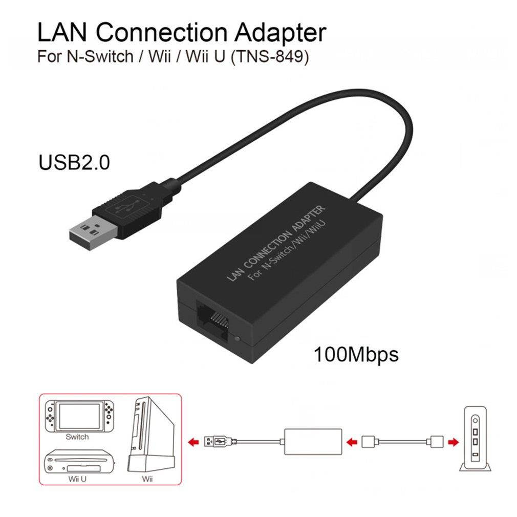 LAN Connection Adapter For N-Switch For Wii For Wii U 100Mbps USB 2.0 Interface High Stability Computer Gaming Accessories