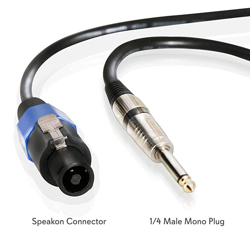 Speakon to 14 Audio Cord Speakon Connector to 14 Inch Male Connection 30 ft 12 Gauge Black Heavy Duty Professional Speaker Cable Wire Delivers Sound  PPSJ30
