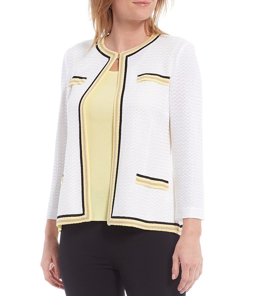 Ming Wang Bracelet Sleeve Lurex Framed Jacket