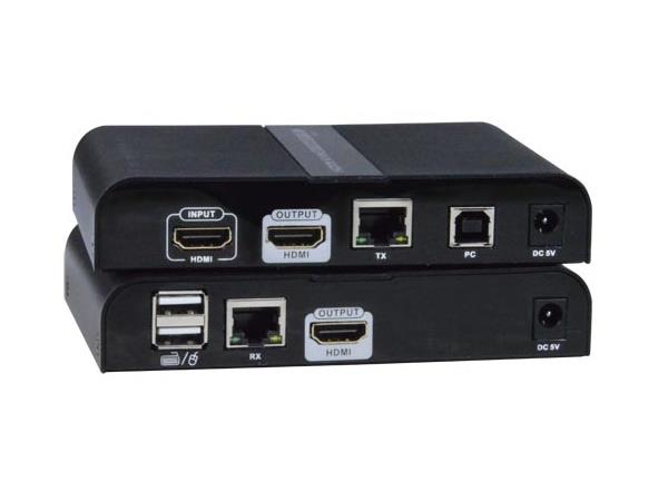 NTI st-ipusb4k-lc Low-Cost 4K HDMI USB KVM Extender (Transmitter/Receiver) over IP/US NEMA 1-15P