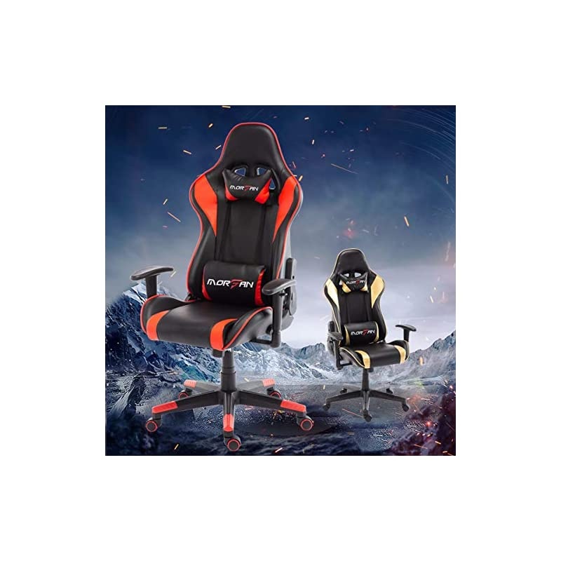 Racing Style Game Chair Ergonomic Recliner Swivel Office Computer Desk Chair Including Massage and Rocking Function F Series(Black/Red)