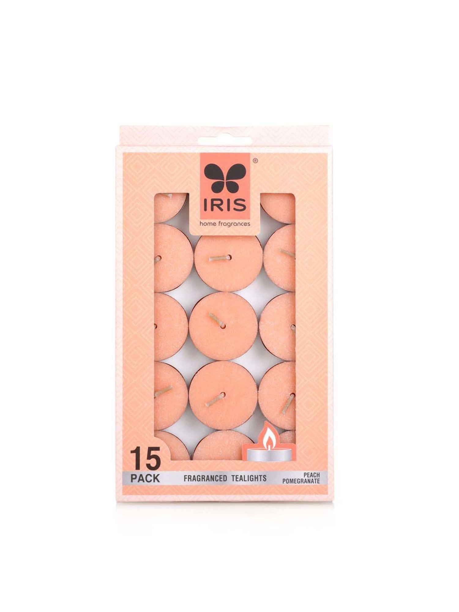 IRIS Peach Home Fragrances Peach Pomogranate Tealight Candles Pack of 15 (Set of 3)