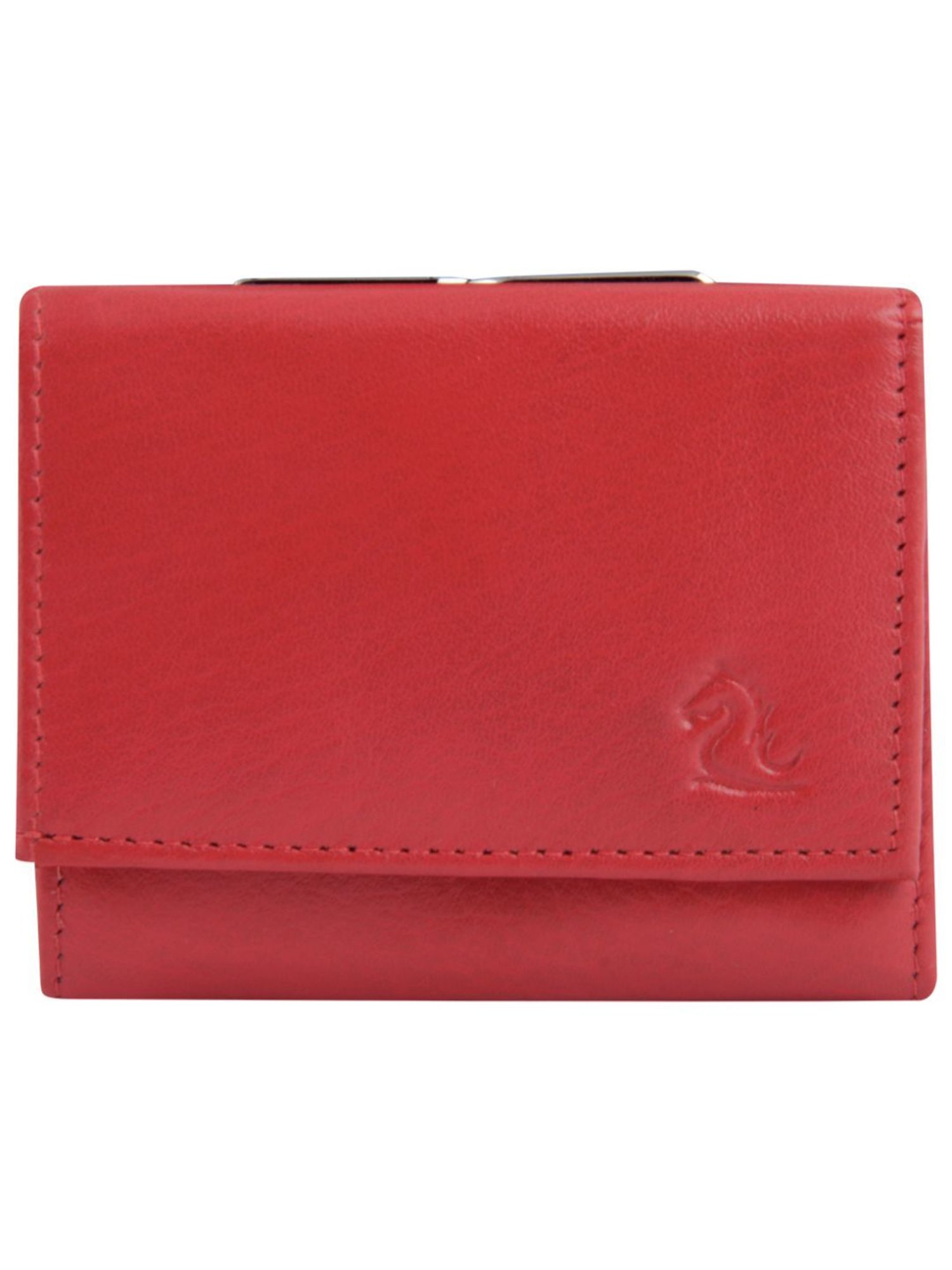 Kara Red Solid Tri-Fold Leather Wallet
