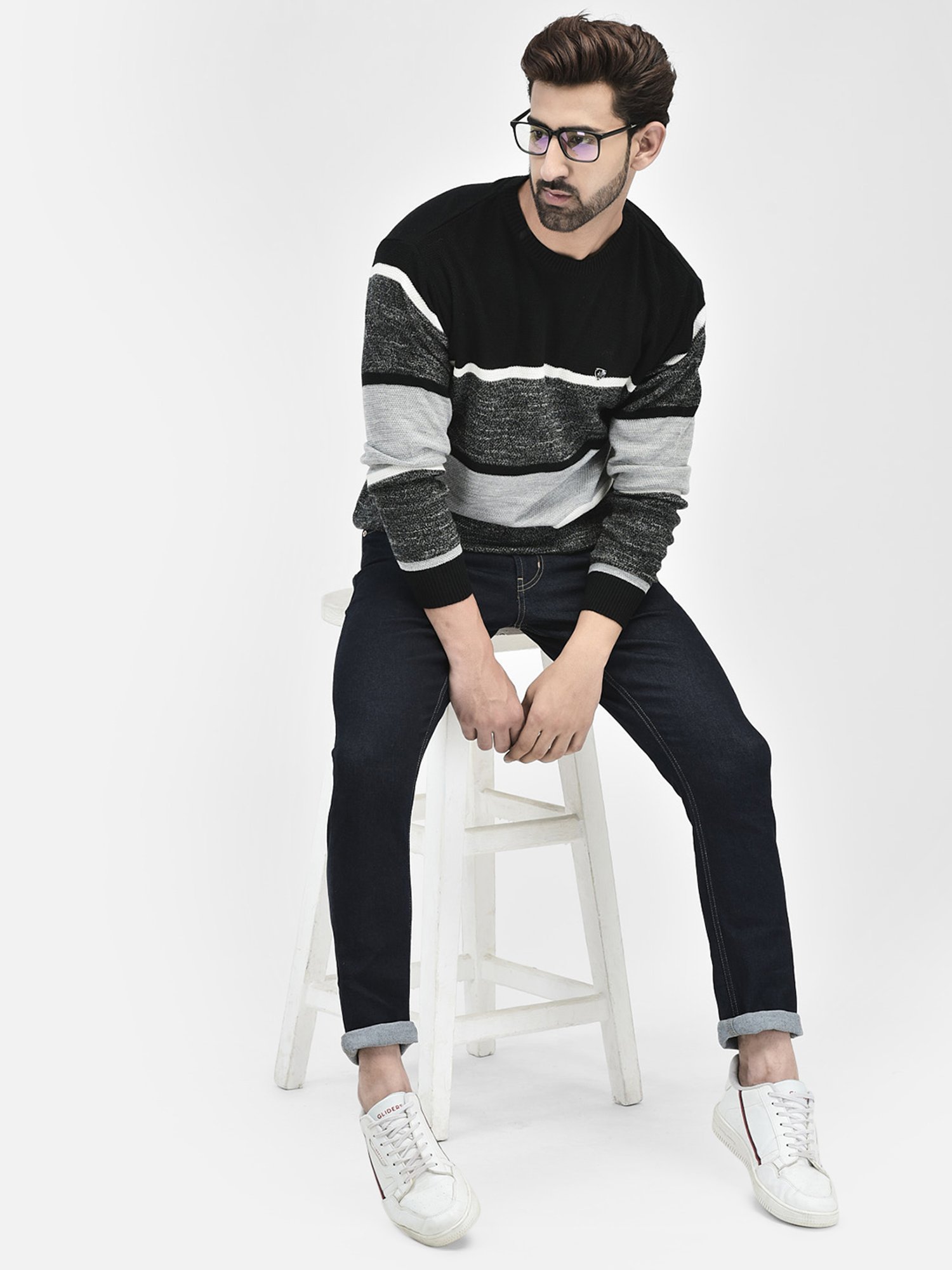 Crimsoune Club Black Regular Fit Cotton Sweater