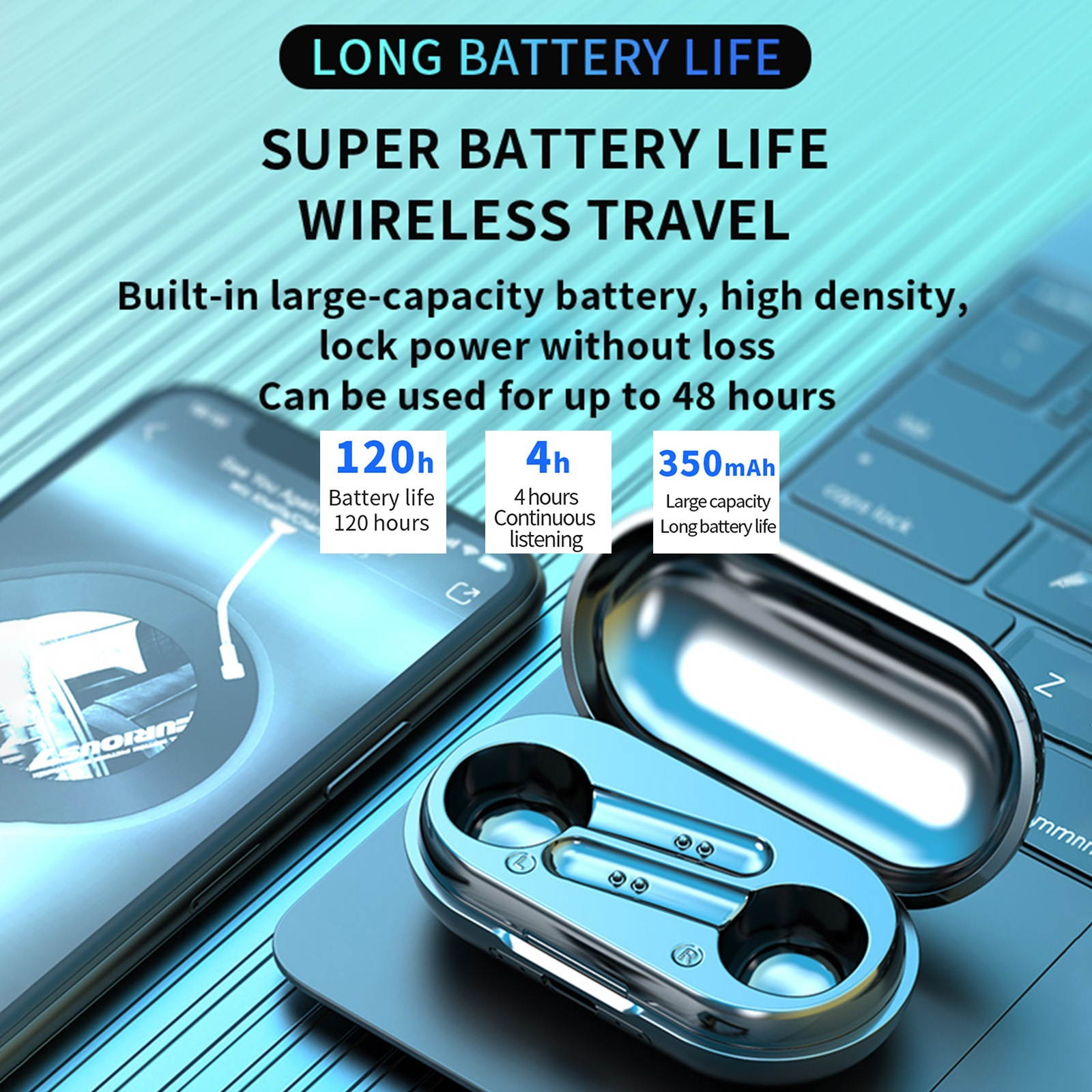 LB-20 Headphone Bluetooth 5.0 Mini Earbuds Waterproof Wireless Headsets Touch Control Noise Reduction HiFi Sound Sports Earphones