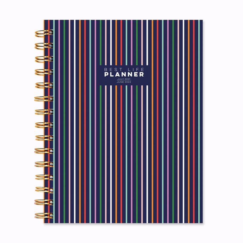 2021-22 Academic Planner 9" x 7" Preppy Stripes Luxe Daily/Weekly/Monthly - The Time Factory