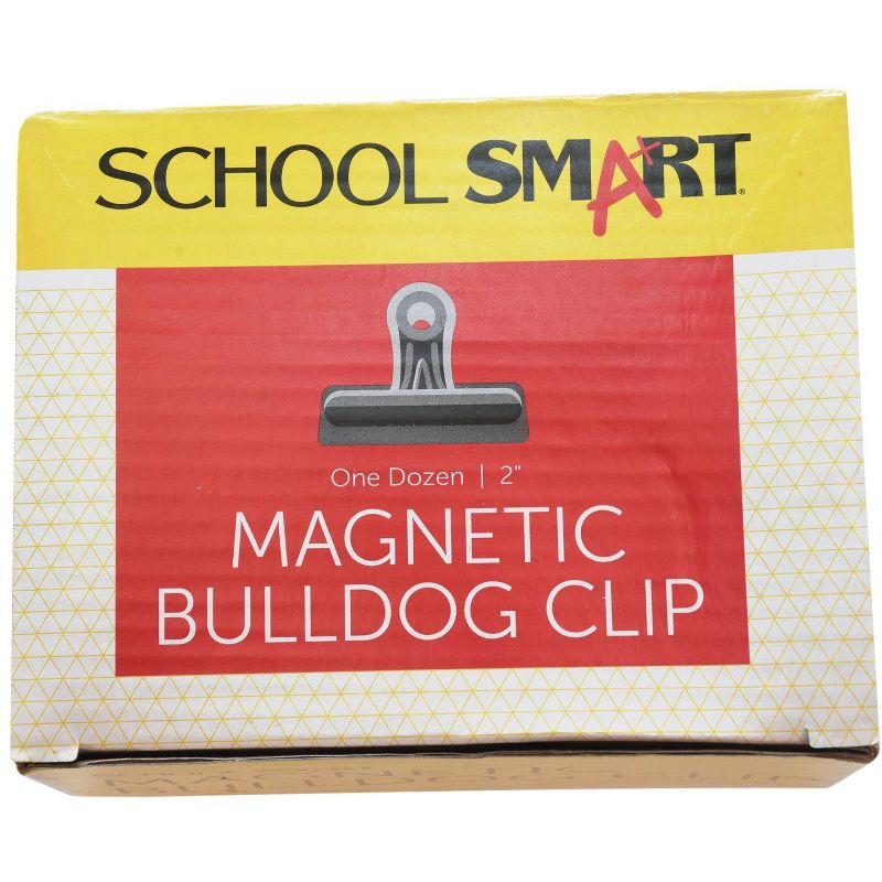School Smart Magnetic Clips, 2 Inches, Nickel Plated, pk of 12