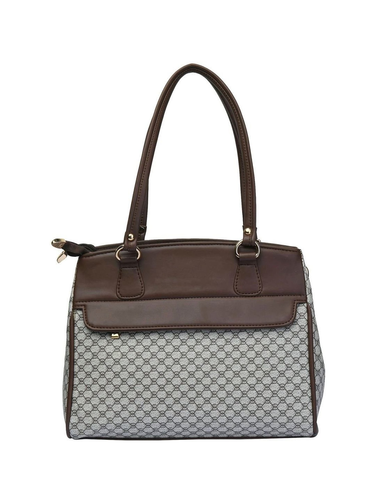 Bellissa Grey & Brown Printed Medium Shoulder Handbag