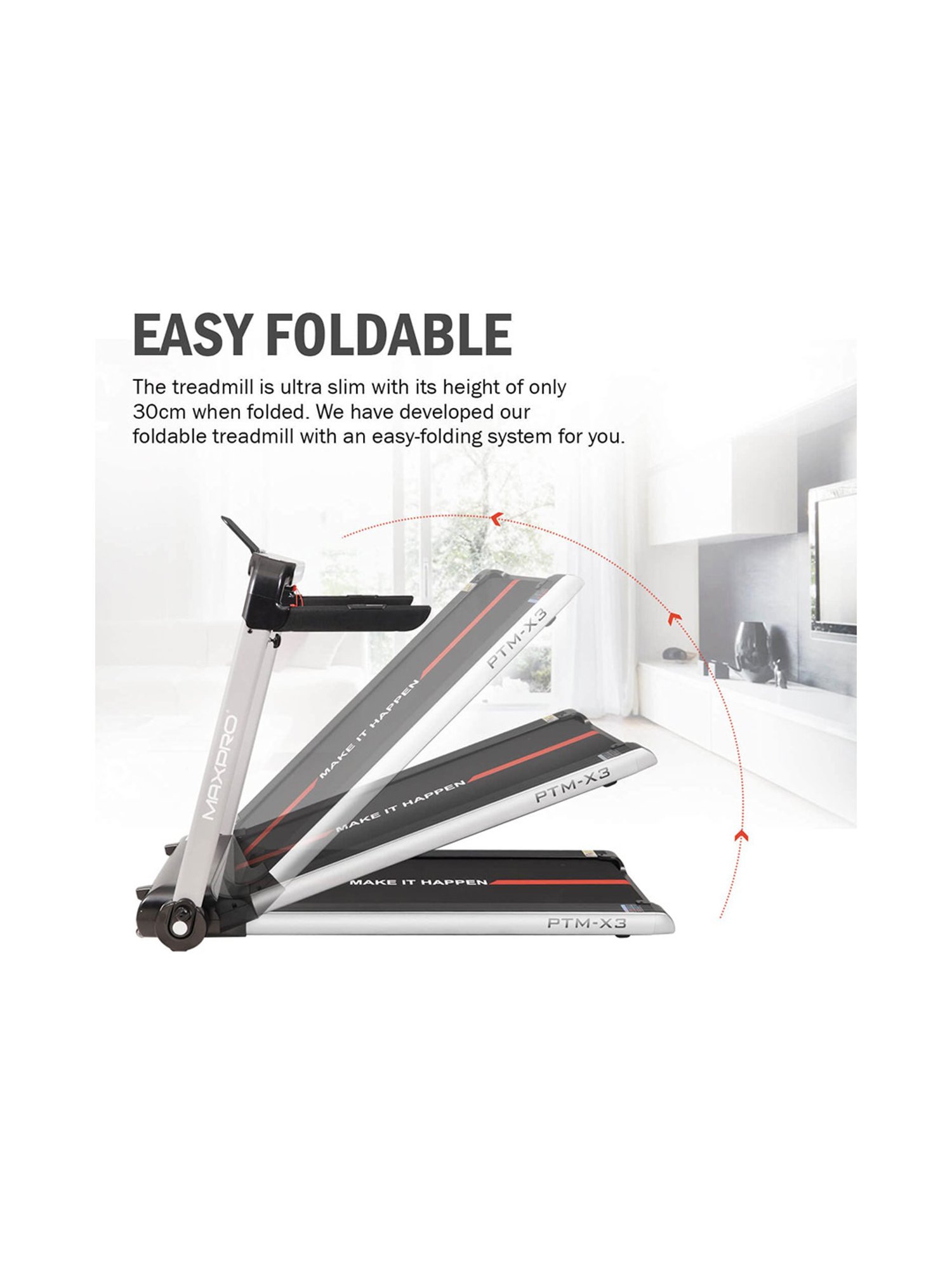 MAXPRO 2HP Foldable Treadmill (Black)