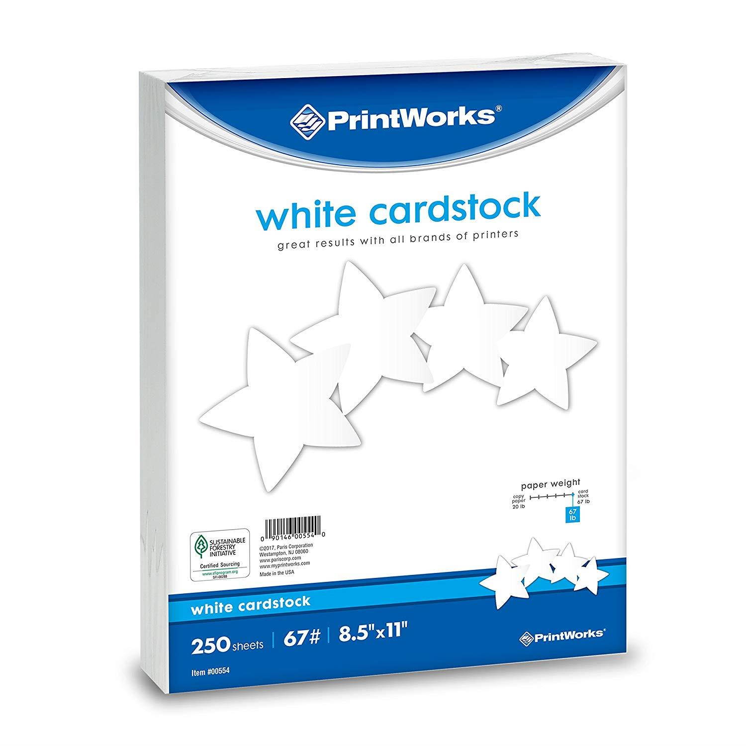 Printworks White Cardstock, 67 lb, 96 Bright, SFI Certified, Perfect for School and Craft Projects, 8.5 x 11 inches, (5 pack bundle) 1250 Sheets (00554C)