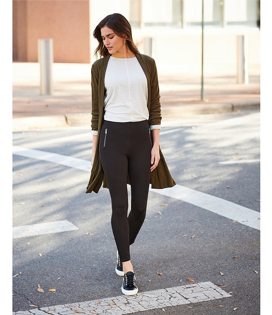 Gibson & Latimer Two Faux Zip Pocket High Rise Ponte Leggings