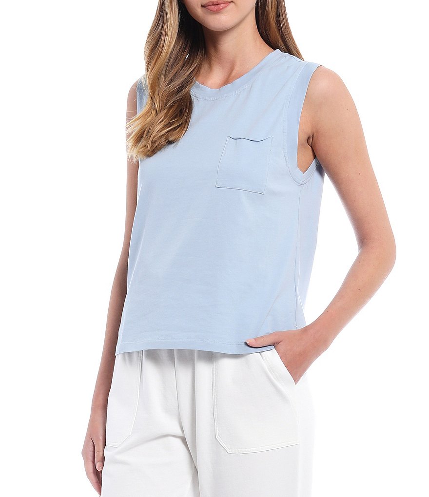 A Loves A Athleisure French Terry Jewel Neck Coordinating Knit Tank