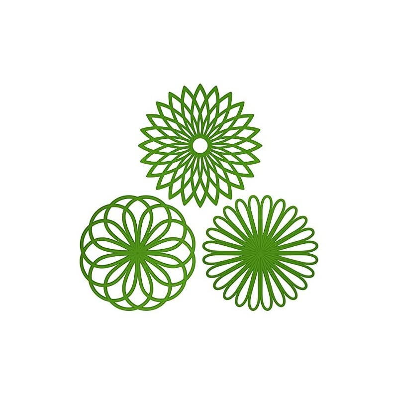 3 Set Silicone Multi-Use Flower Trivet Mat - Premium Quality Insulated Flexible Durable Non Slip Coasters Hot Pads Green