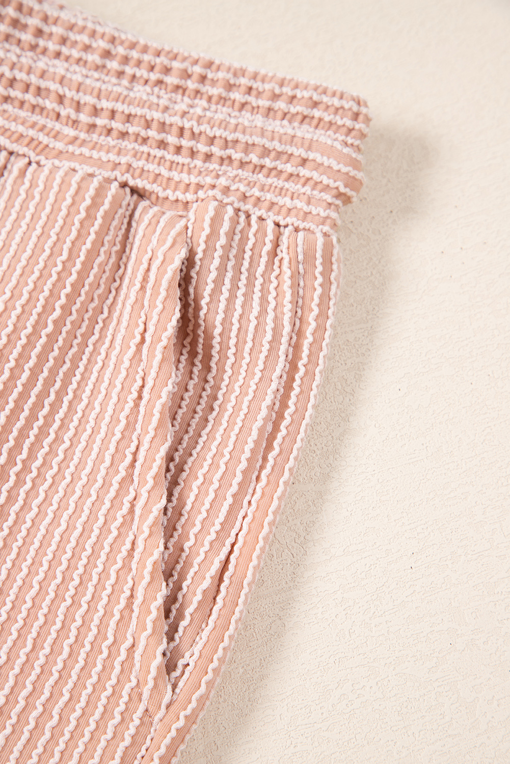 Green Solid Color Quilted Long Sleeve Top and Wide Leg Pants Set