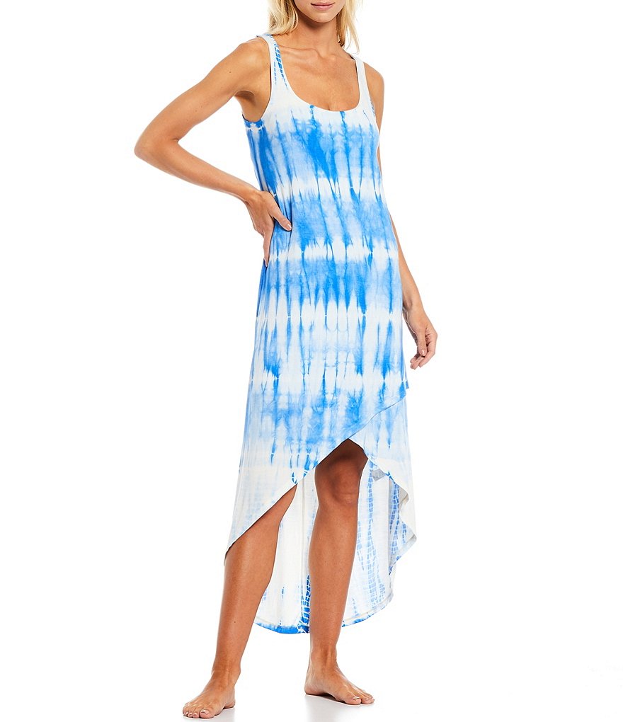 PJ Salvage Sail Away Tie-Dye Print Jersey Knit Long Chemise