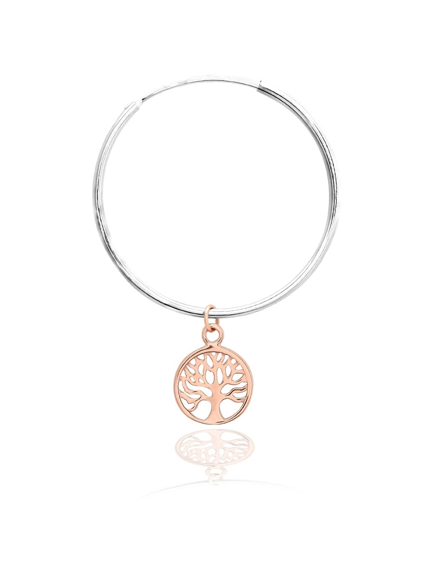 Curio Cottage 925 Silver Tree Of Life Rose Gold-Plated Hoop Earrings for Women