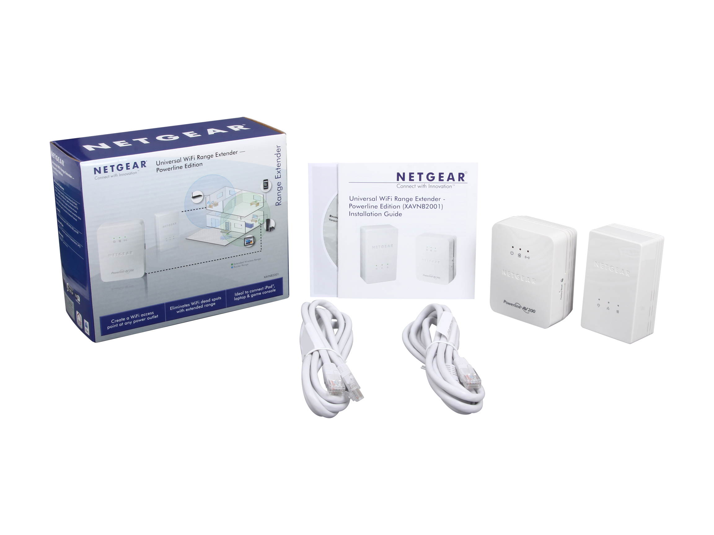 NETGEAR Powerline AV200 Mbps Mini Adapter Kit (XAVB1301), up to 200Mbps