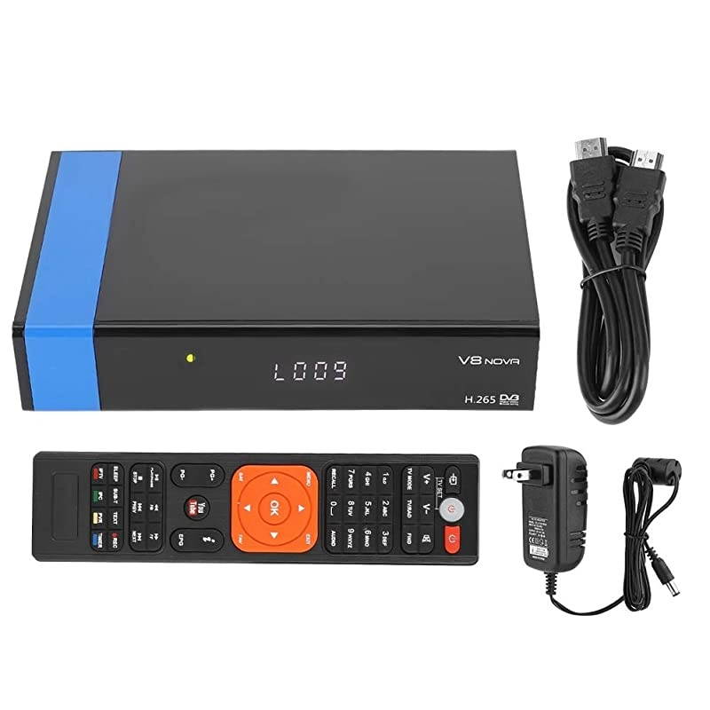 Full HD 1080P DVB-S2 FTA Digital Satellite Receiver with Remote Control for GTMEDIA V8 Nova, Built-in WiFi, Support H.265, PowerVu, Biss Key(US)