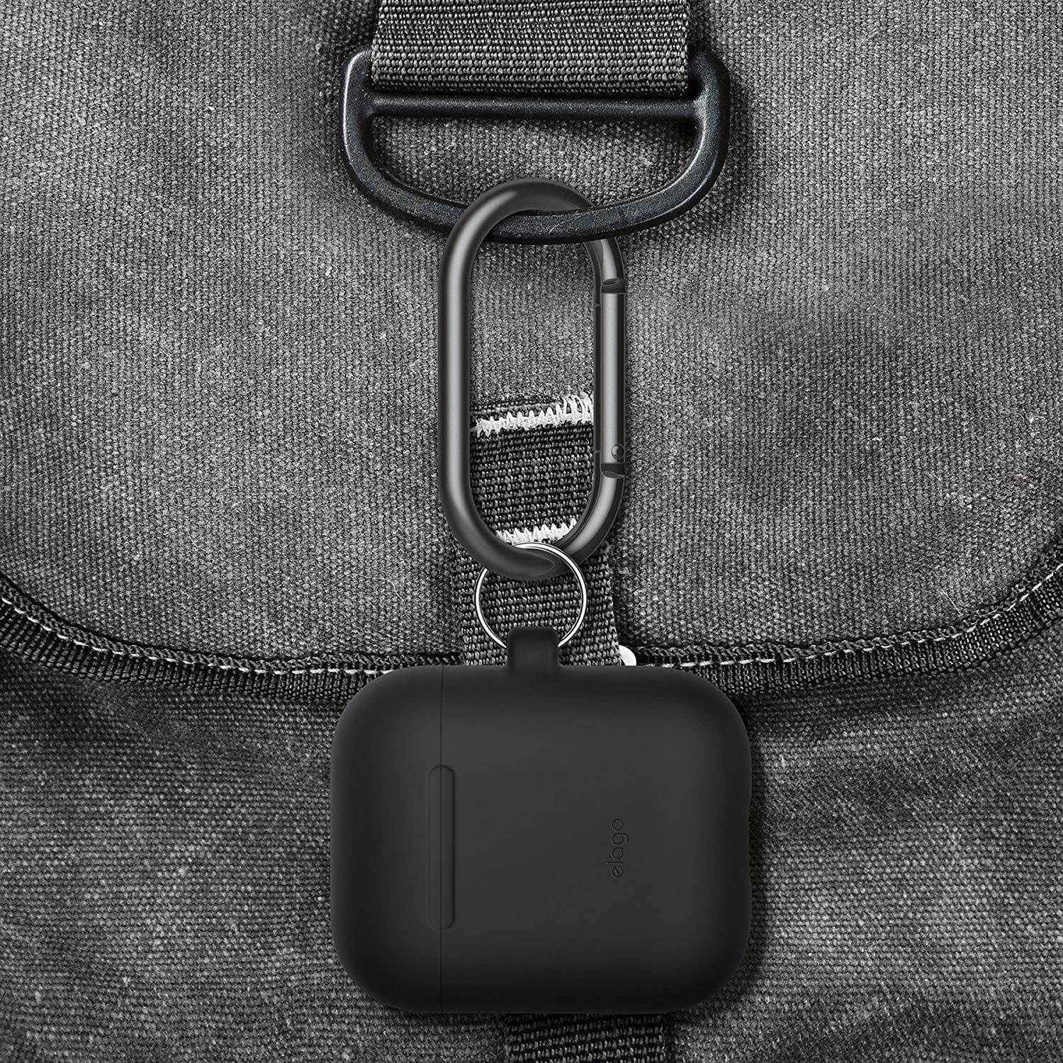 elago AirPods Hang Case [Black] - [Extra Protection] [Added Carabiner] - for AirPods Case