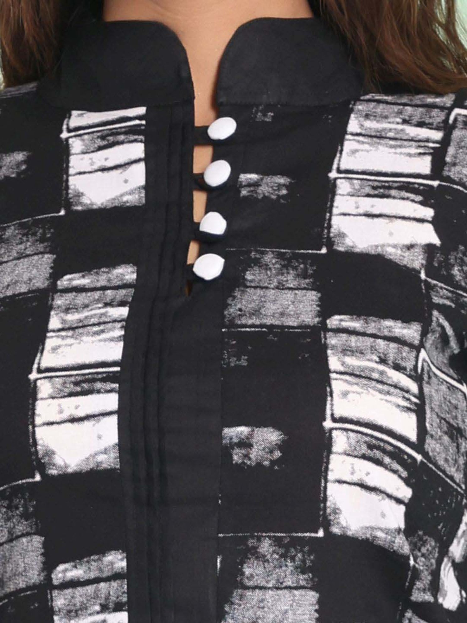 CHARUKRITI Black & Grey Cotton Printed Kurti Salwar Set