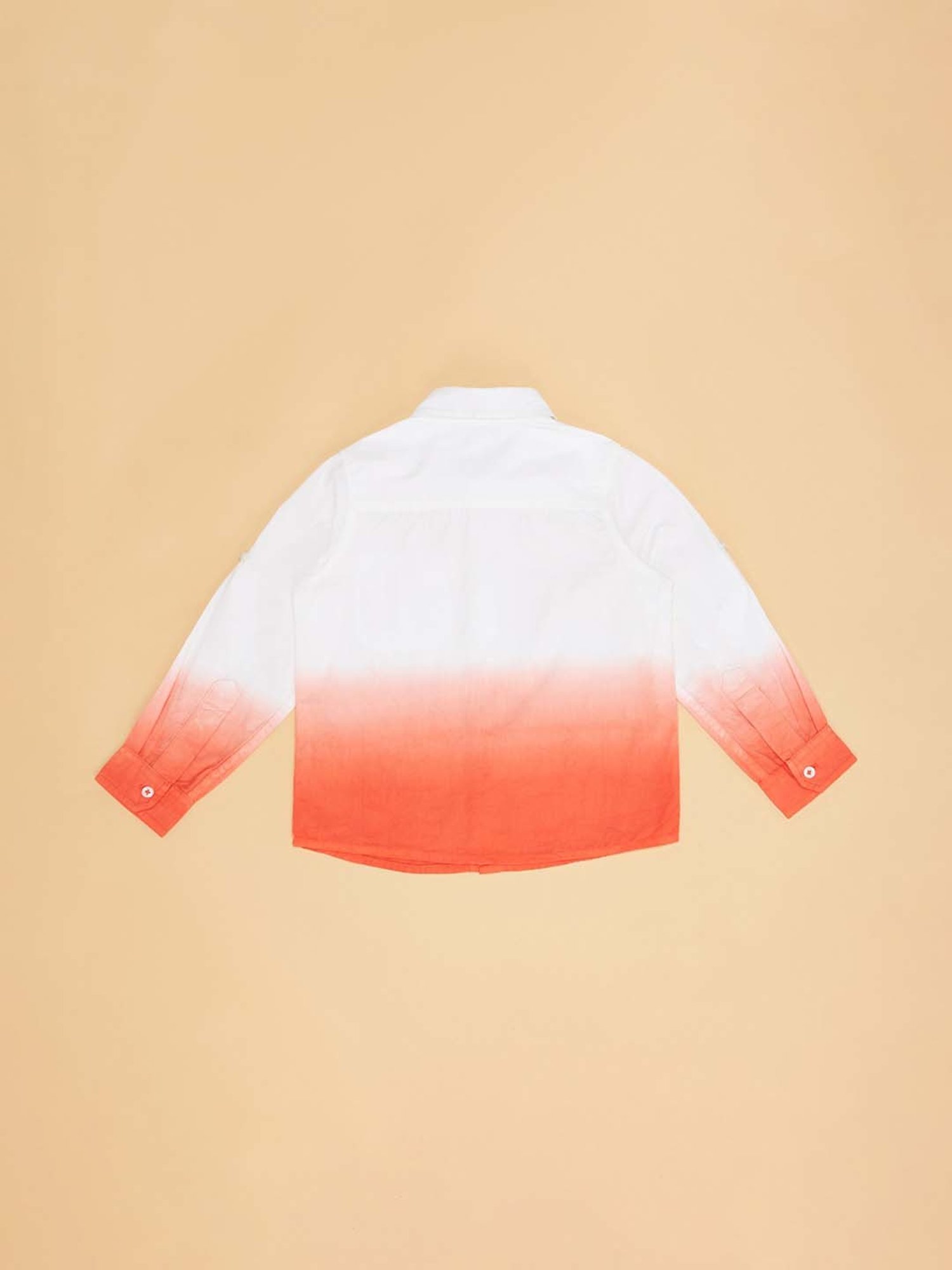 YU by Pantaloons Kids White & Orange Cotton Color Block Full Sleeves Shirt