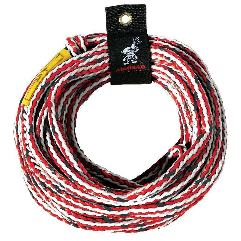 Airhead Rebel 54" 1 Person Durable Red Towable Lake Boating Tube Kit with 16 Strand Tow Rope, Speed Safety Valve, and 12V Pump Kit