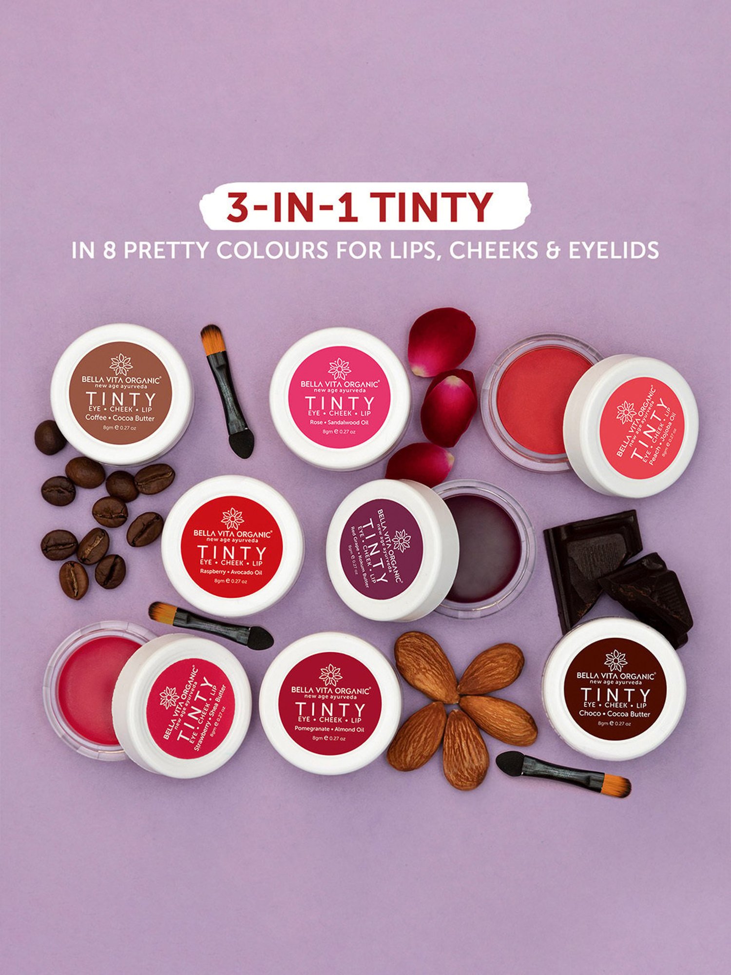 Bella Vita Organic Coffee 3 in 1 Tinty for Moisturizing & Nourishing - 8 gm