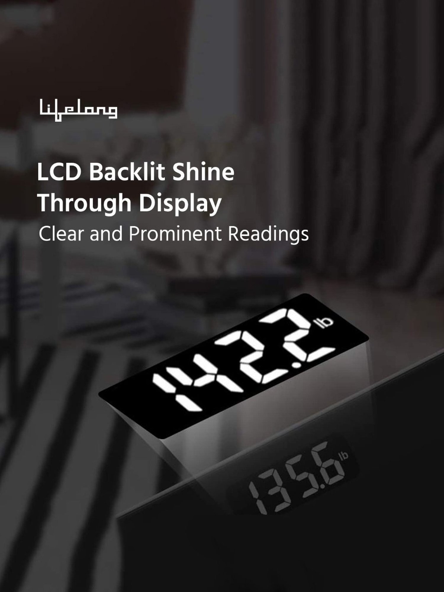 Lifelong LLWS45 ActiveFlex Weighing Scale Thick Tempered Glass with LCD Display (Active Black)