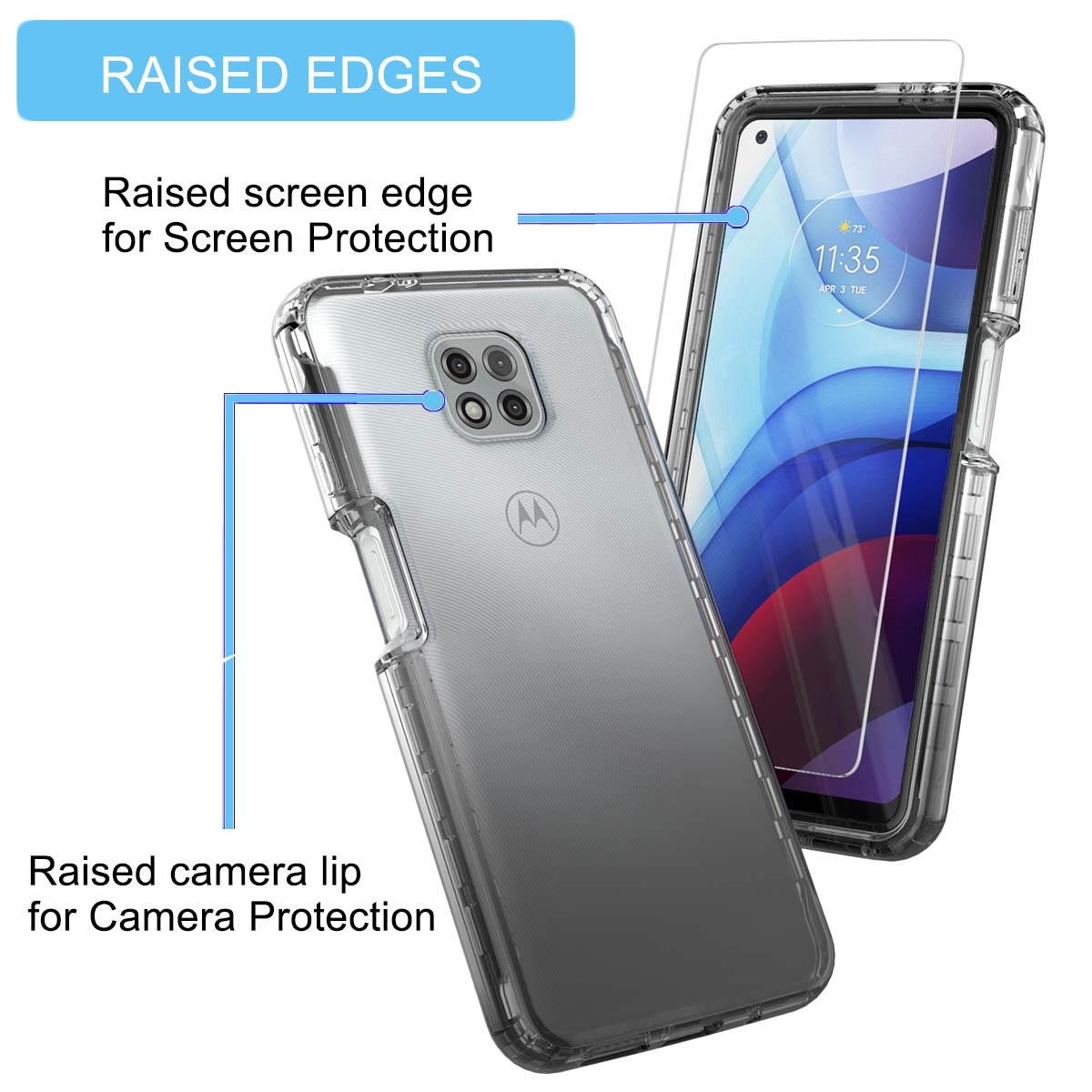 Moto G Power 2021 Case, Tekcoo Shockproof Rugged Body Protection Soft TPU Bumper Clear Case Shell Ultra-Thin Slim Flexible Rubber Anti-Scratch Protective Phone Cover For Moto G Power 2021 - Black