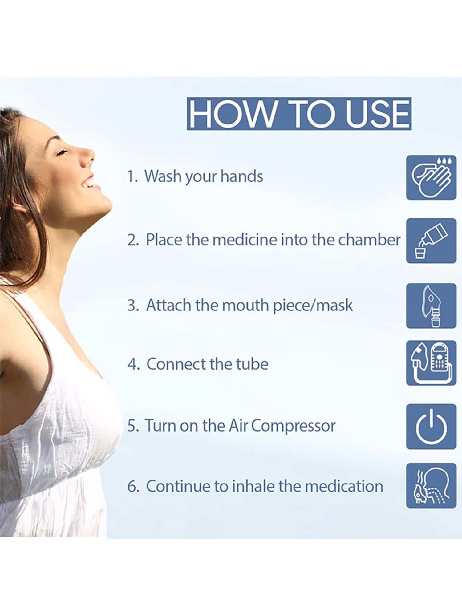 Ozocheck Smart Compressor Nebulizer Machine with Child & Adult Mask (White)